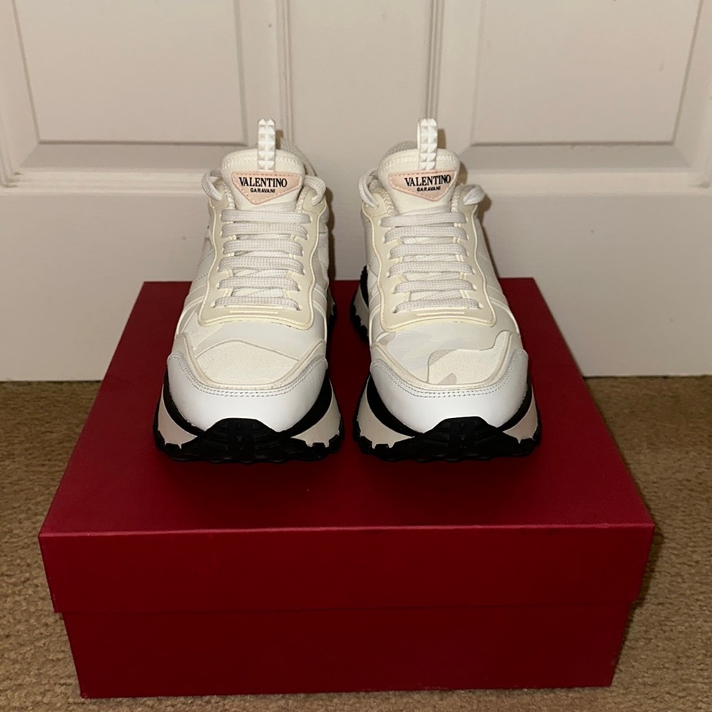 Valentino Garavani White platform sneakers for women. Size 38 European or 8 US